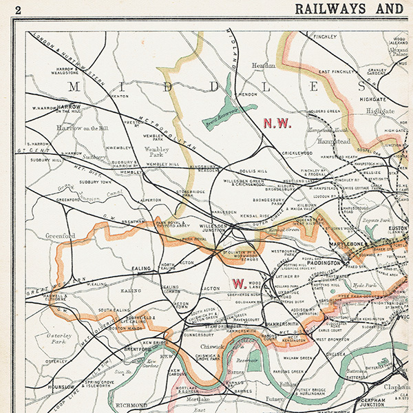 ロンドン 鉄道＆郵便アンティークマップ　地図015_画像4