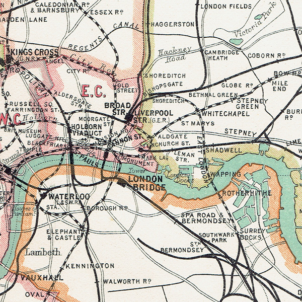 ロンドン 鉄道＆郵便アンティークマップ　地図015_画像8
