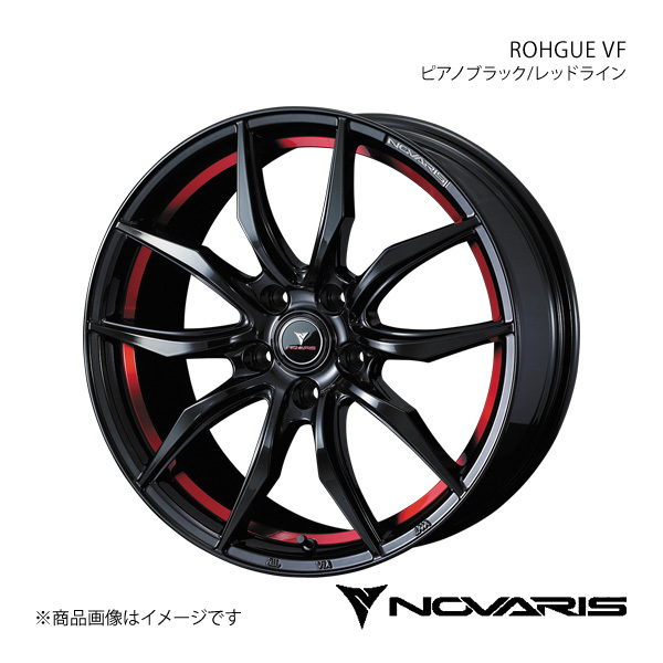 NOVARIS/ROHGUE VF ステップワゴン RK1/RK2/RK5/RK6 アルミホイール1本【18×7.0J 5-114.3 INSET53 ピアノブラック/レッドライン】0040070_画像1