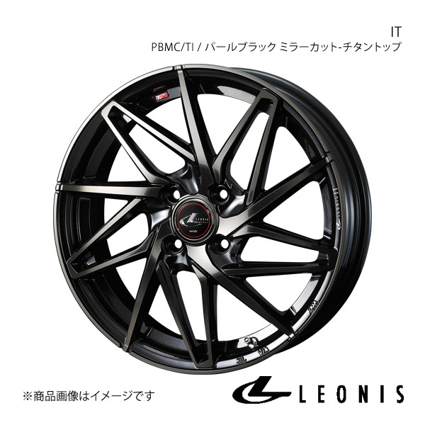 LEONIS/IT ウイングロード Y12 アルミホイール1本【17×6.5J 4-100 INSET42 PBMC/TI(パールブラック ミラーカット/チタントップ)】0040584_画像1