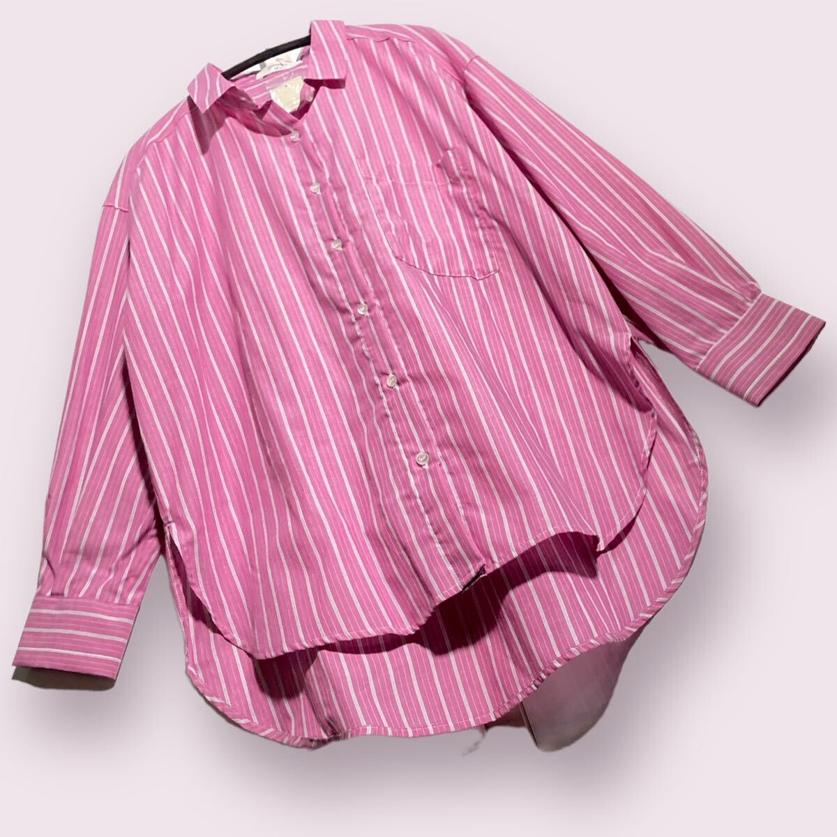 サマンサモスモスブルー　新品未使用　ストライプ　長袖　ビッグシャツ　ピンク