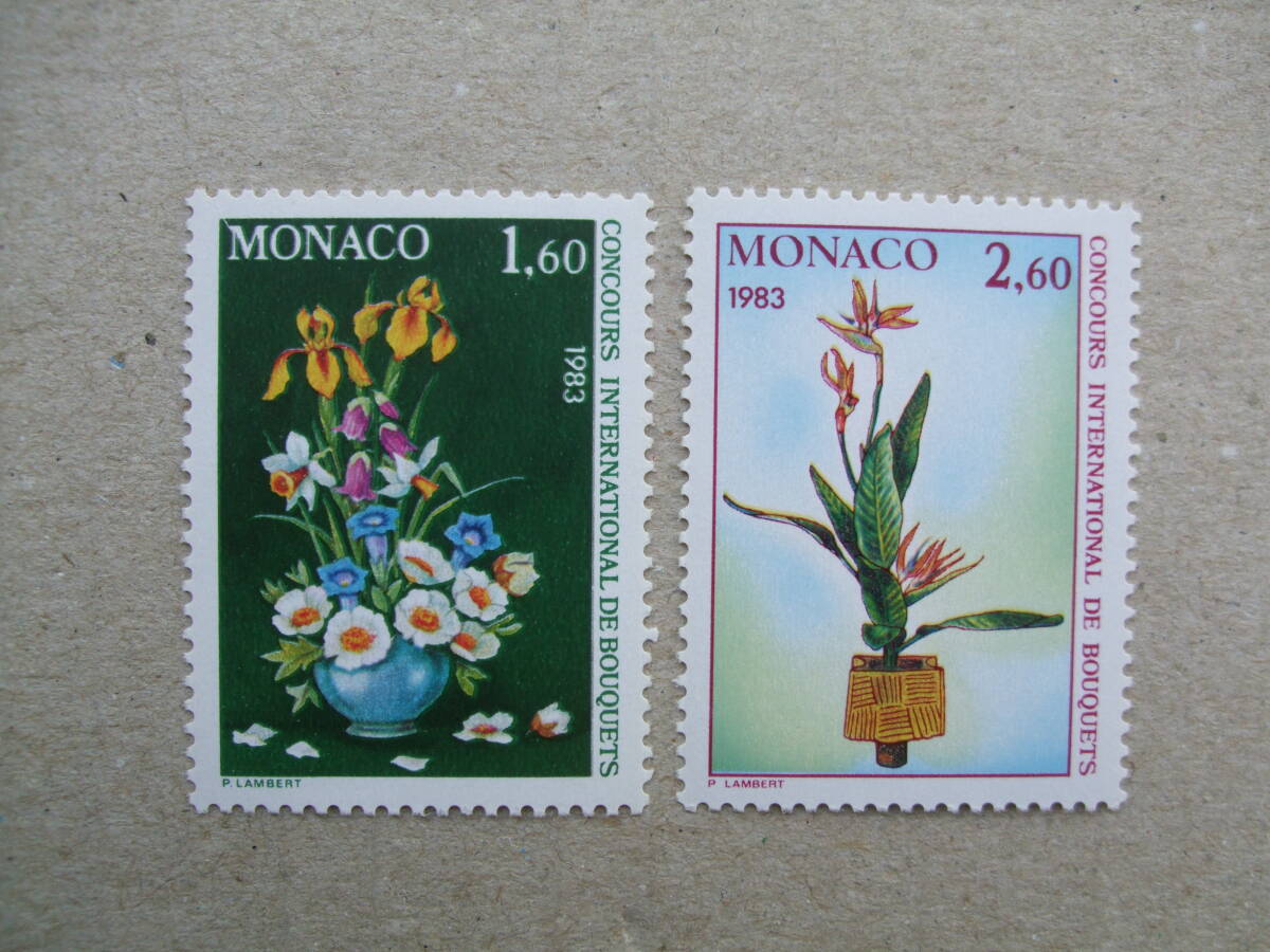  Monaco 1982 year international natural flower navy blue cool 2 kind . unused beautiful goods 
