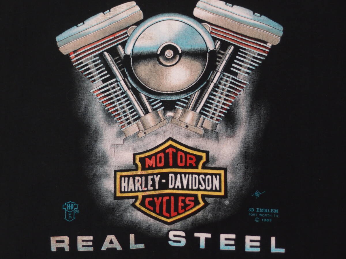 ◆古着卸USA■HARLEY DAVIDSON☆Tシャツ★★★XL　３D EMBLEM　 1989　アメリカ直輸入　SALE お見逃しなく!_画像4