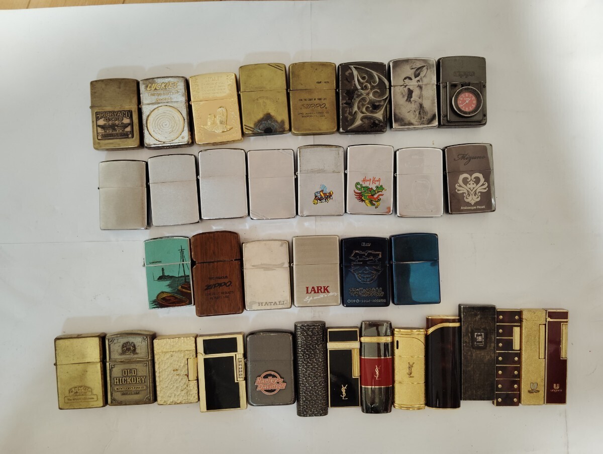 ジッポZIPPO など オイルライター　喫煙グッズ36本大量まとめZIPPO CAMEL TROPHY OLD HICKORYHarley DavidsonMarumanYSLGIVENCHYungaro_画像1