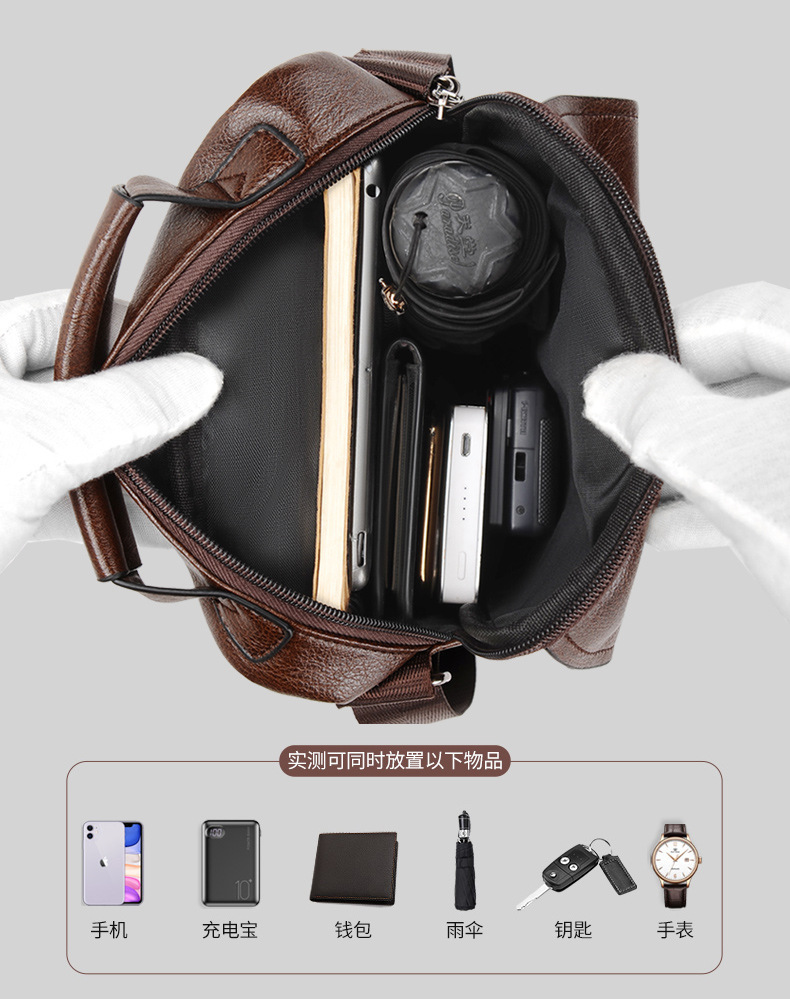 ショルダーバッグ メンズ ワンショルダー 斜め掛け カバン 鞄 レザー調 新品 C_黒 新品_画像2