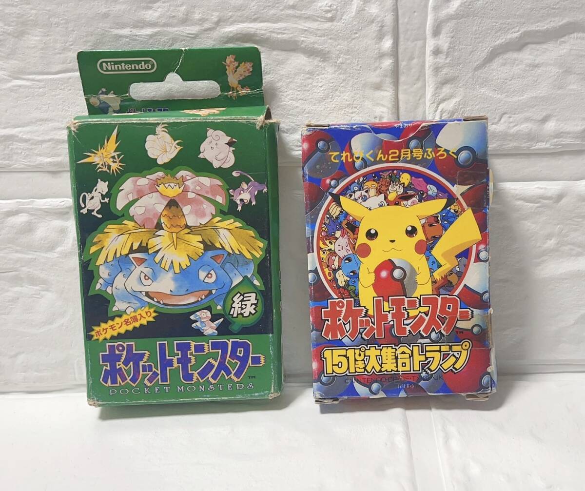 【7677 0514】中古品　ポケモントランプおまとめ　任天堂　ポケモン　緑　151匹大集合トランプ　希少_画像1