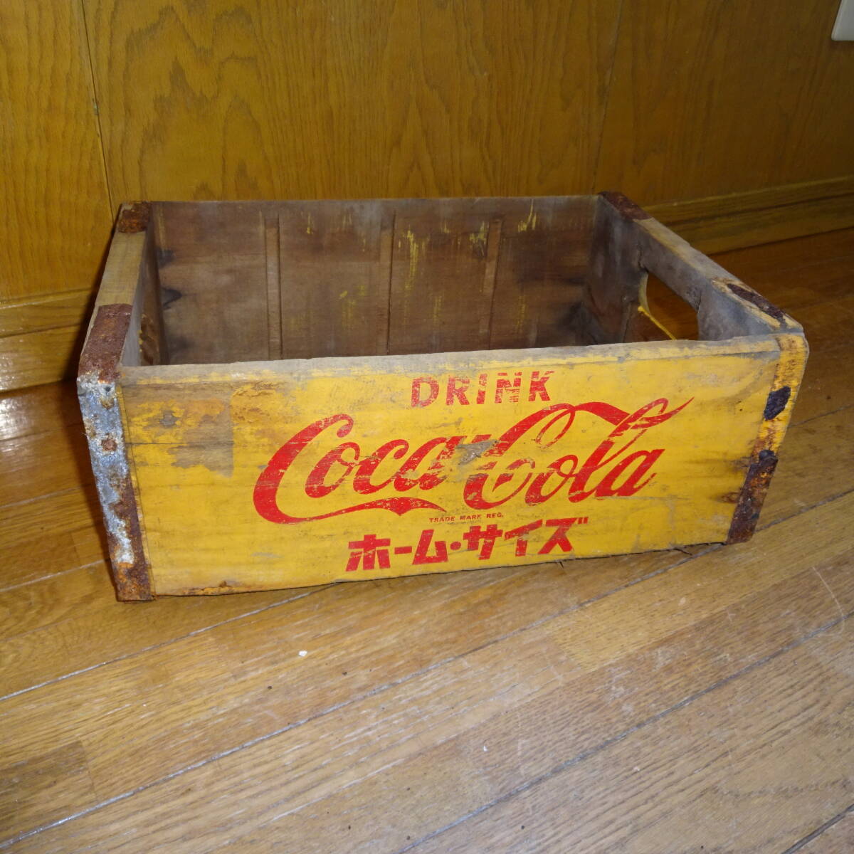 コカコーラホームサイズ木箱　昭和レトロCoca-Colaボトルケース　ジャンク品_画像1