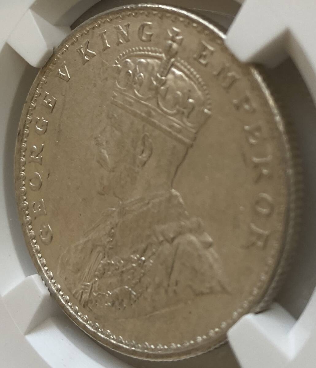 1918(B) インド ルピー NGC 銀貨 11.66g ジョージ五世 投資用 コレクション用 銀貨 エドガー・バーバー作 英国植民地時代 _画像5