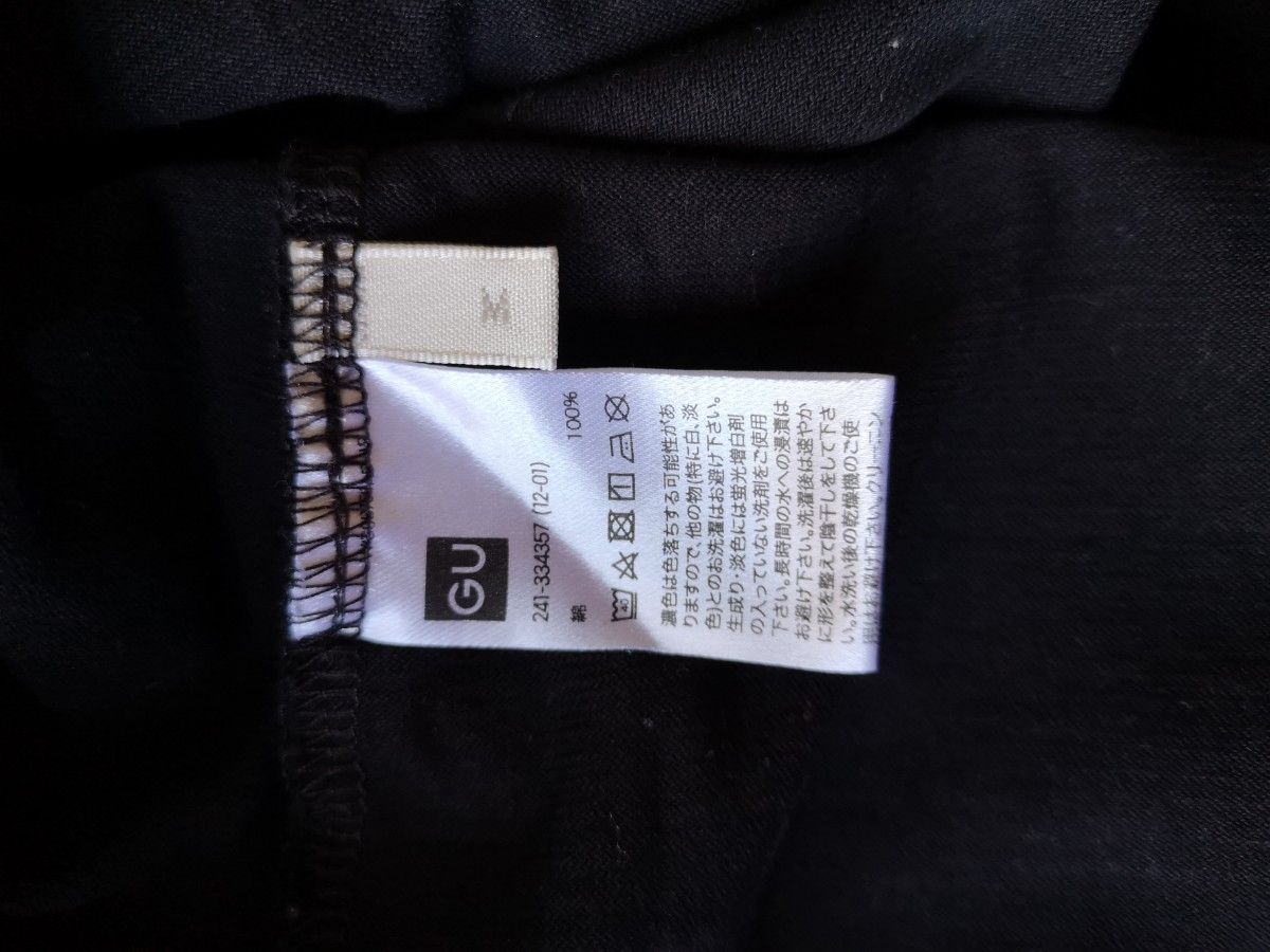 GUジーユー バックデザインロングワンピース　ボリューム袖　ブラック黒　Mサイズ