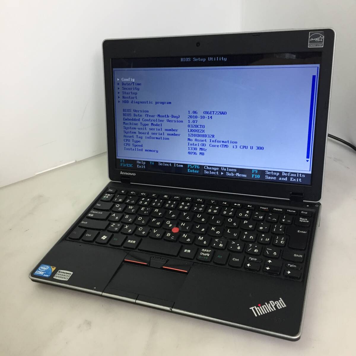 即決★Lenovo ThinkPad Edge 0328CTO ノートPC i3-U380 1.33GHz 4GB【BIOS確認/現状渡し】_画像4