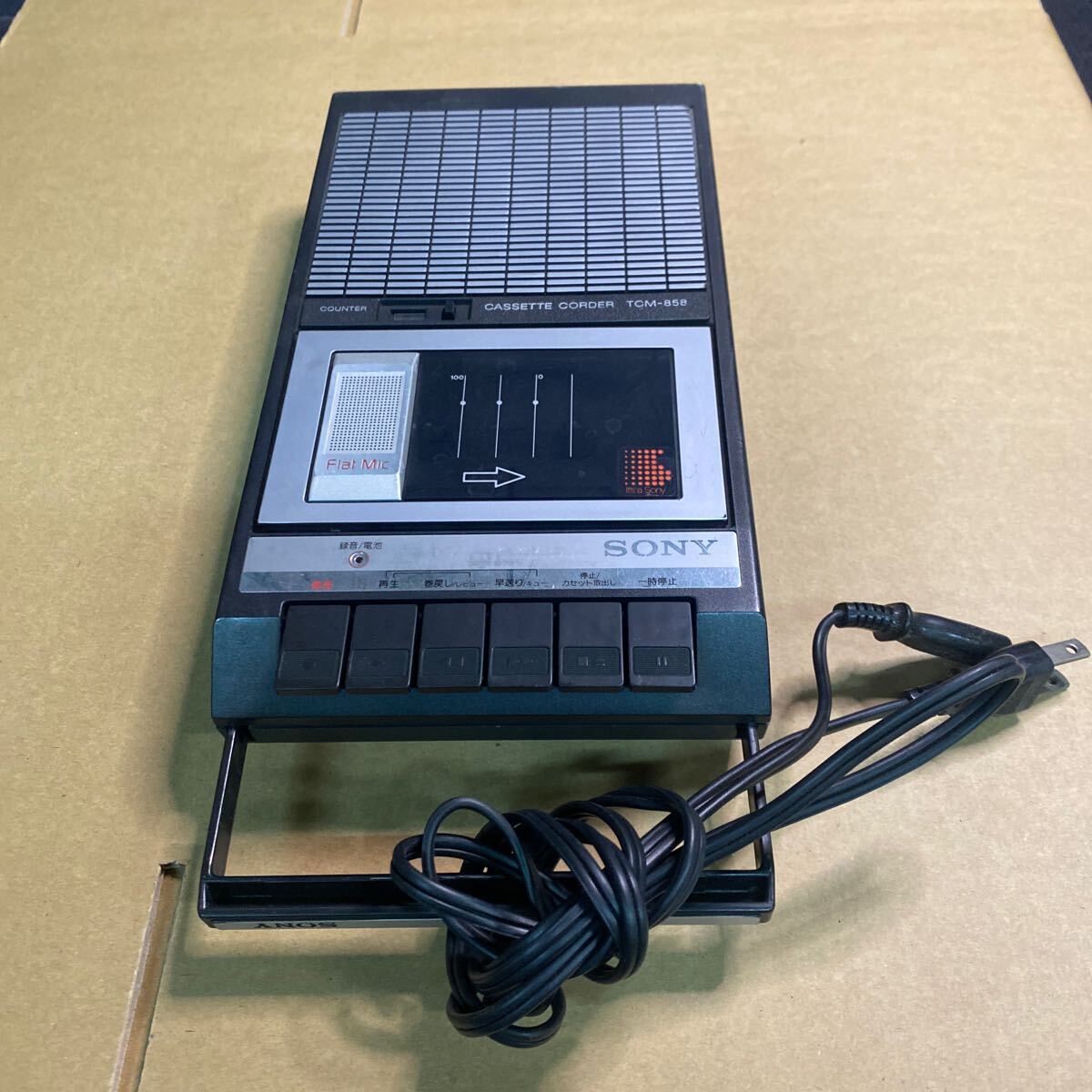 130 ラジカセ　SONY ソニー カセットレコーダー　TCM-858 ブラック　昭和レトロ　ビンテージ_画像1