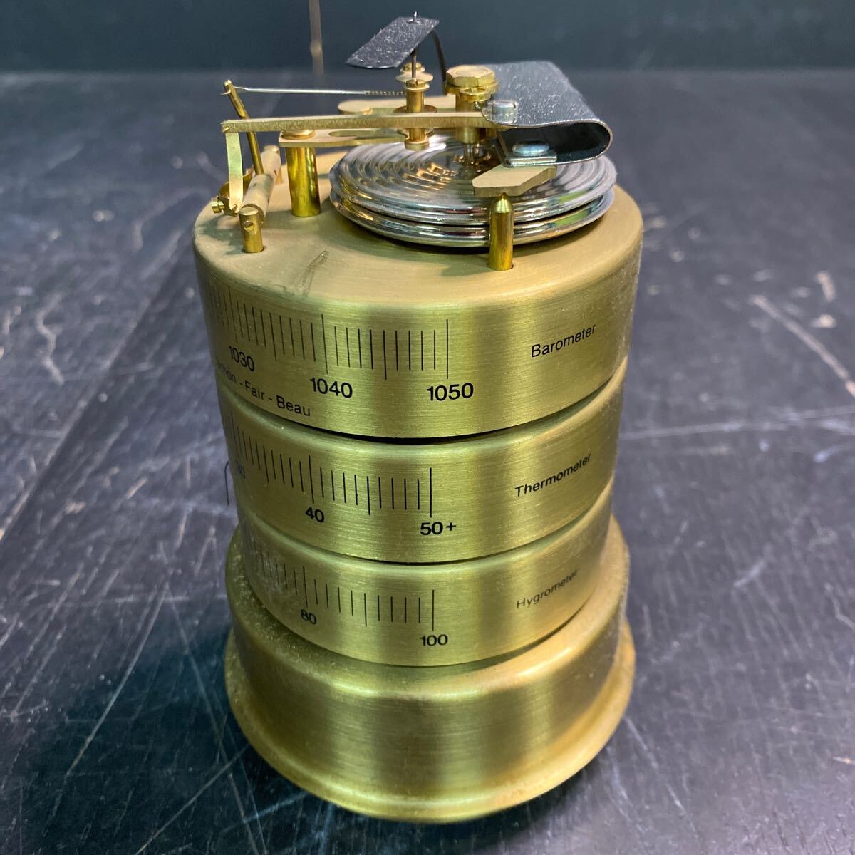 154 BARIGO バリゴ 温湿気圧計 ドイツ製 測定器 ゴールドカラー　アンティーク　ビンテージ　現状品_画像4