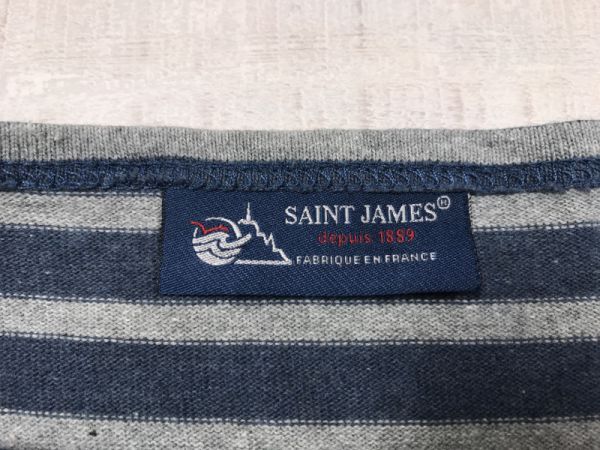 フランス製 SAINT JAMES セントジェームス フレンチカジュアル ボーダー ロンT バスクシャツ 長袖 カットソー レディース 36 グレー/紺_画像2