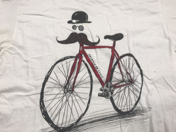 ギルダン GILDAN製 自転車 ロードバイク moustache ムスタッシュ・バー おもしろ Printed In ITALY 半袖Tシャツ カットソー メンズ M 白_画像3