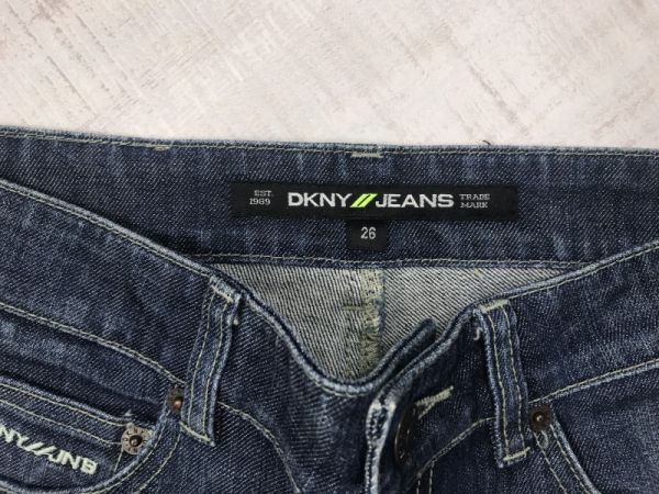 ダナキャラン DKNY Donna Karan ストリート Y2K 00s ストレート デニムパンツ ジーンズ ボトムス レディース ジップフライ 26 紺_画像2