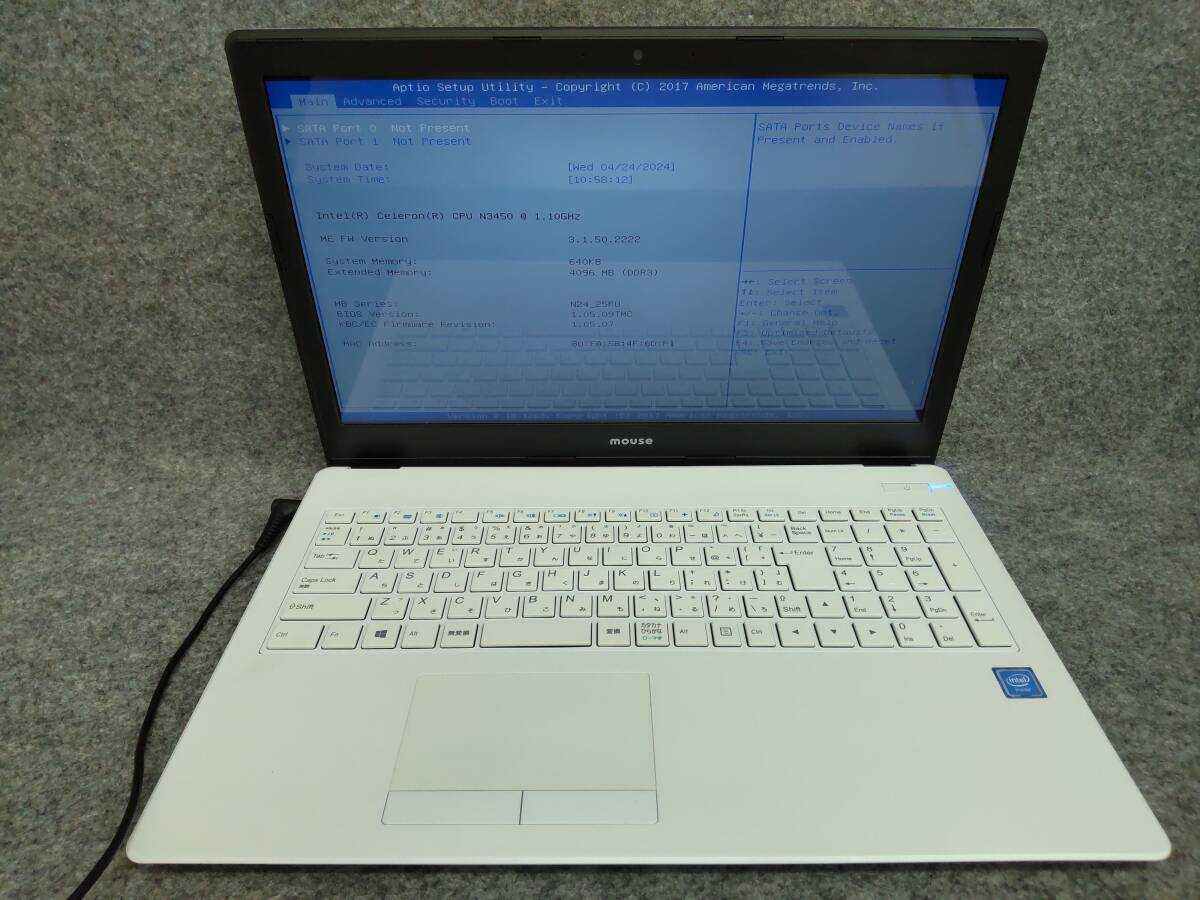 mouse m-Book MB-B504E Celeron N3450 Bios確認 ジャンク 0984_画像1