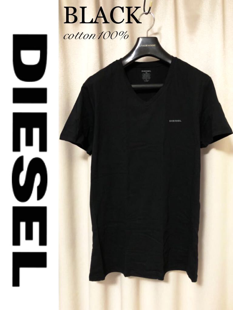 正規 DIESEL 新品未使用 BLACK（Vネック） 2021SSモデル cotton100% ディーゼル Tシャツ ブラック M★_画像1