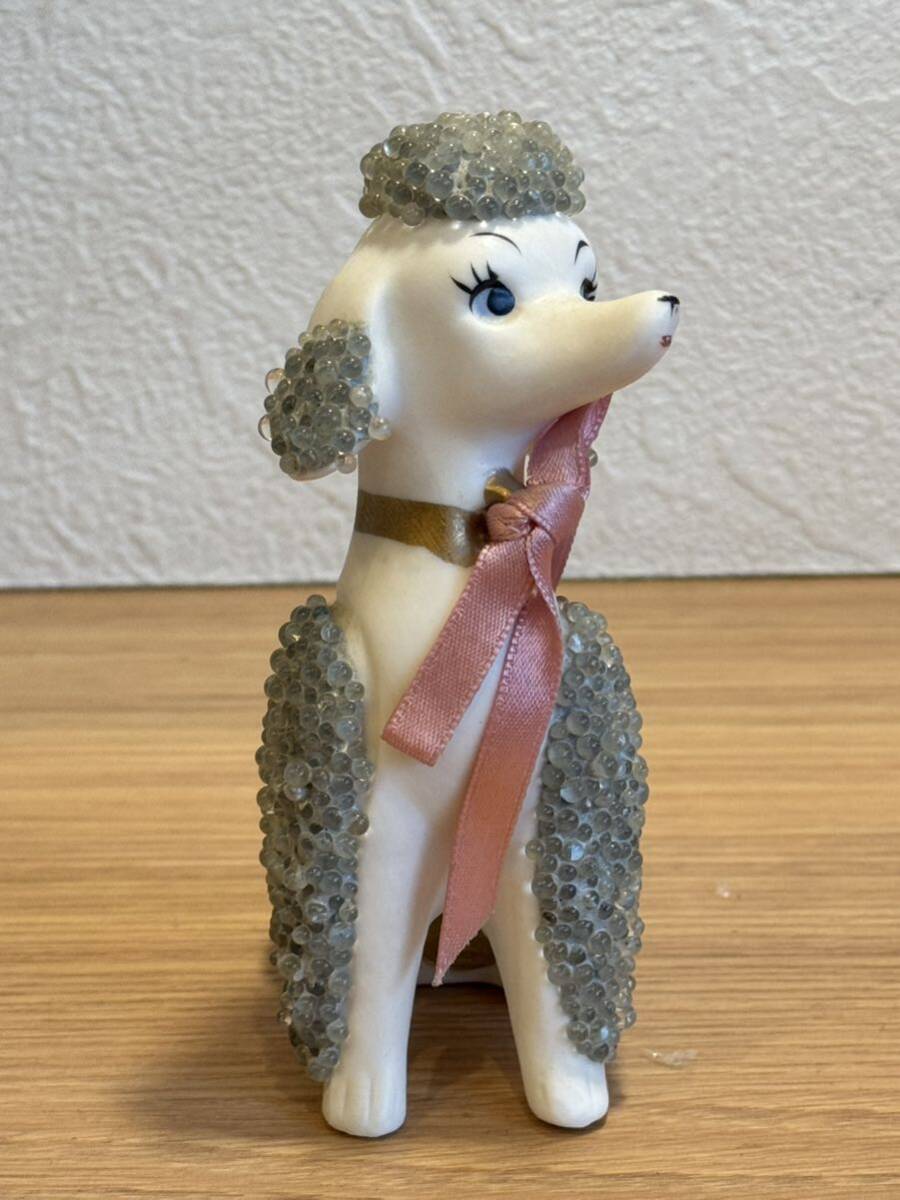 アンティーク プードル 陶器 日本製 置物 インテリア オブジェ アンティーク 犬 昭和 レトロ USA 雑貨 陶器人形 ビンテージ の画像2