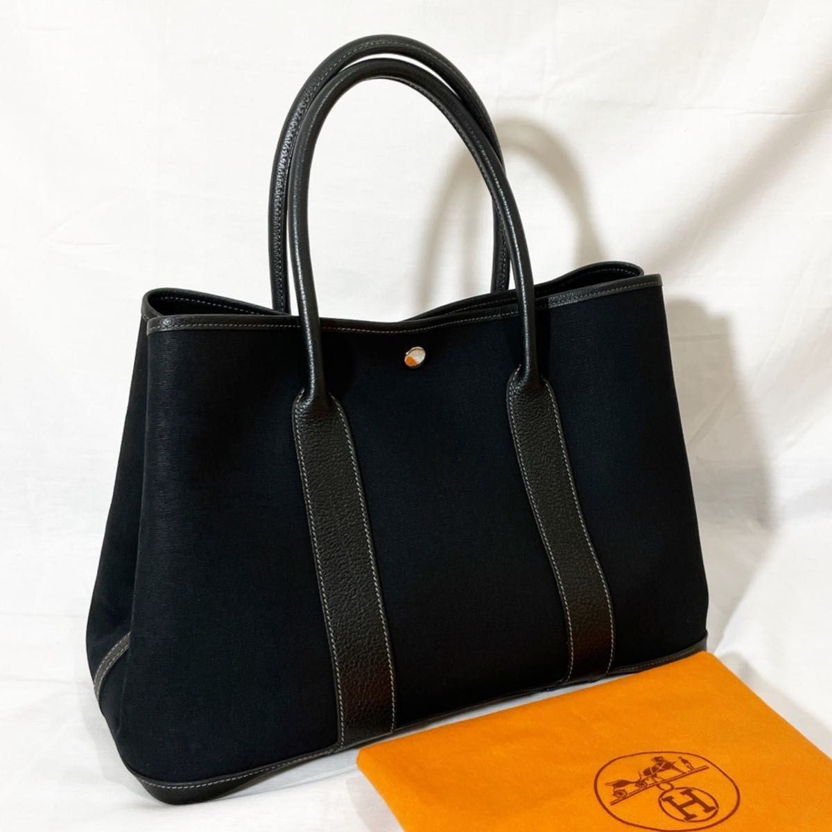 ★箱付き★HERMES エルメス トートバッグ ガーデンパーティPM ブラック 黒 シルバー金具 ハンドバッグ レザー