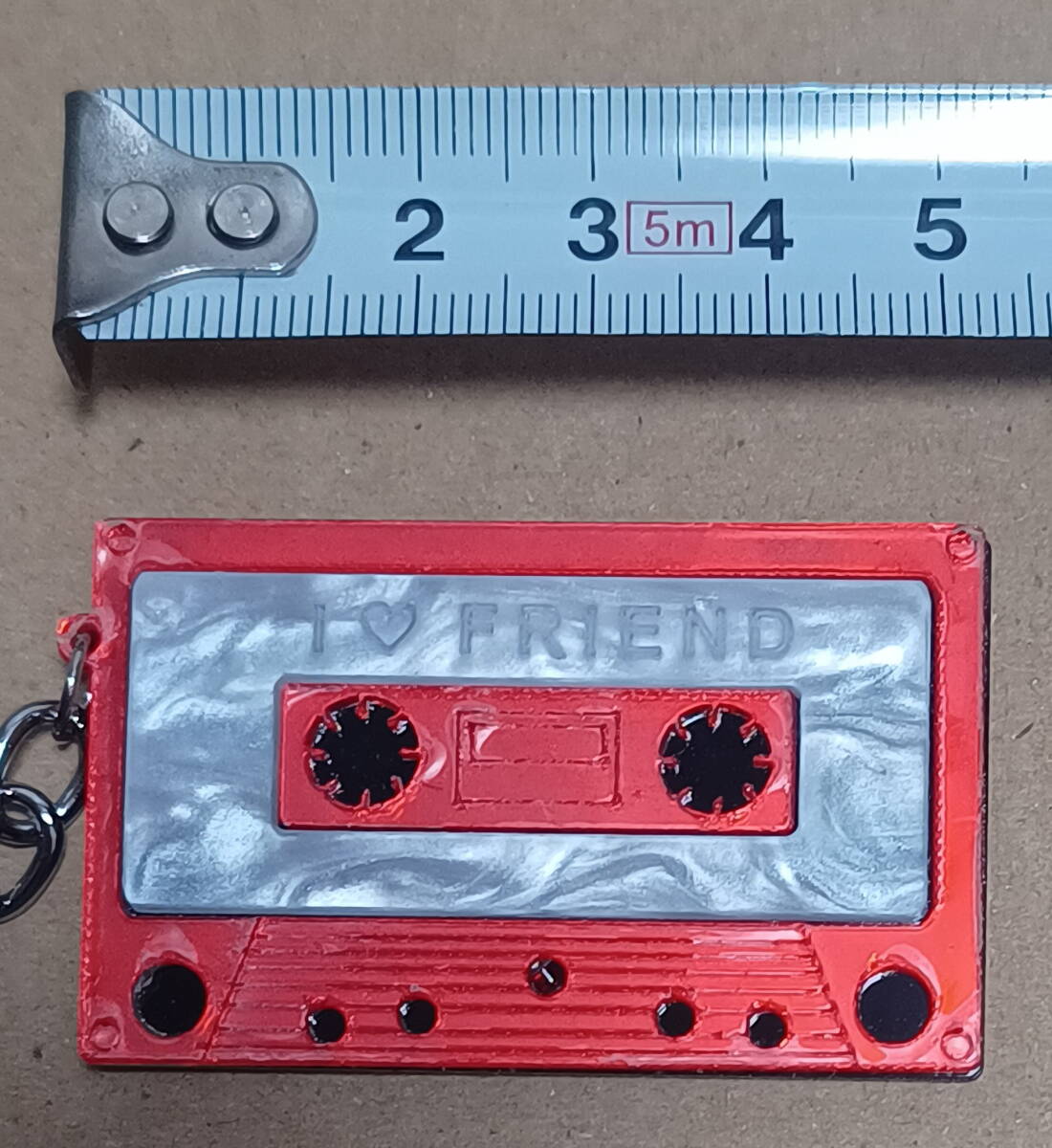 【送料無料】カセットテープ型キーリング　キーホルダー　昭和レトロ 赤_画像2