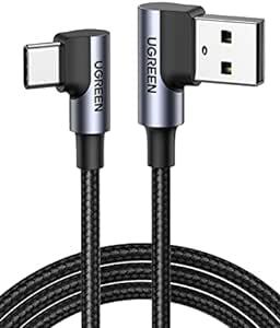 UGREEN USB Type C L字 ケーブル 0.5m QC3.0/2.0対応 急速充電 データ転送 ナイロン編み 高耐久性_画像1