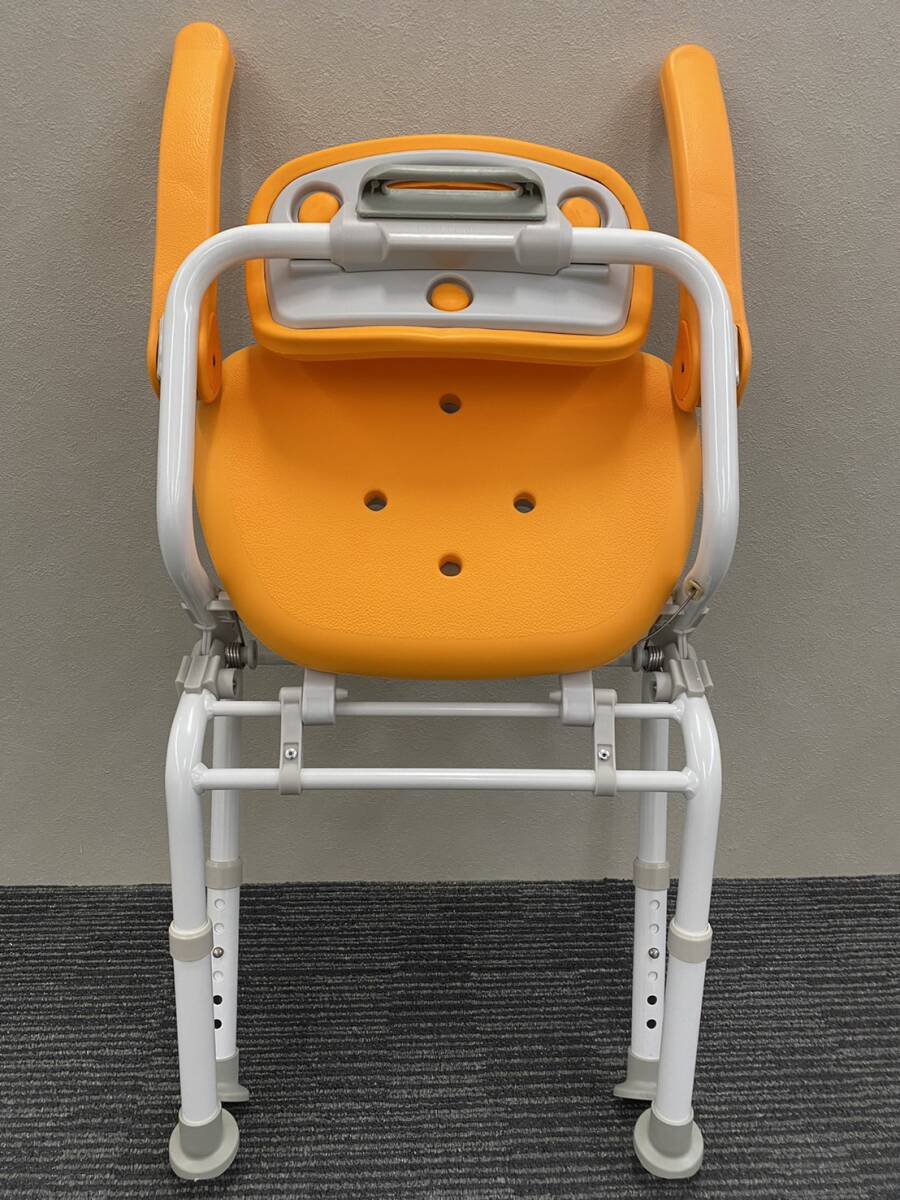 【M】パナソニック pansonic PN-L41821 シャワーチェアー 介護椅子 高さ調整 折りたたみ オレンジ いす 椅子_画像5