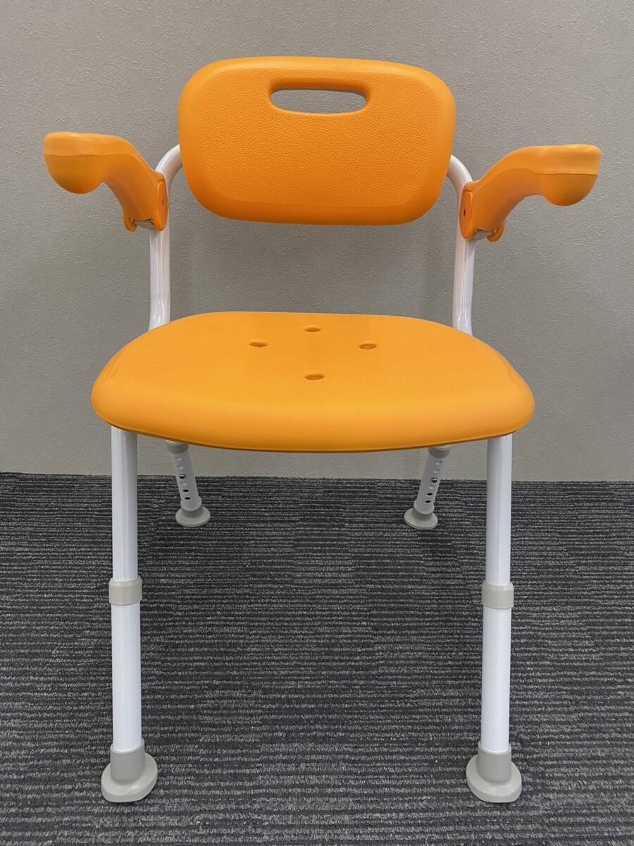 【M】パナソニック pansonic PN-L41821 シャワーチェアー 介護椅子 高さ調整 折りたたみ オレンジ いす 椅子_画像1