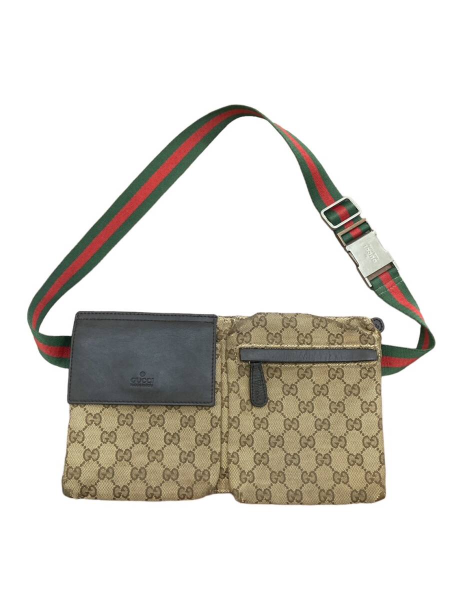 【C】GUCCI　グッチ　シェリー　GGキャンバス　ウエストバッグ　ボディバッグ　ウエストポーチ　オールドグッチ_画像1