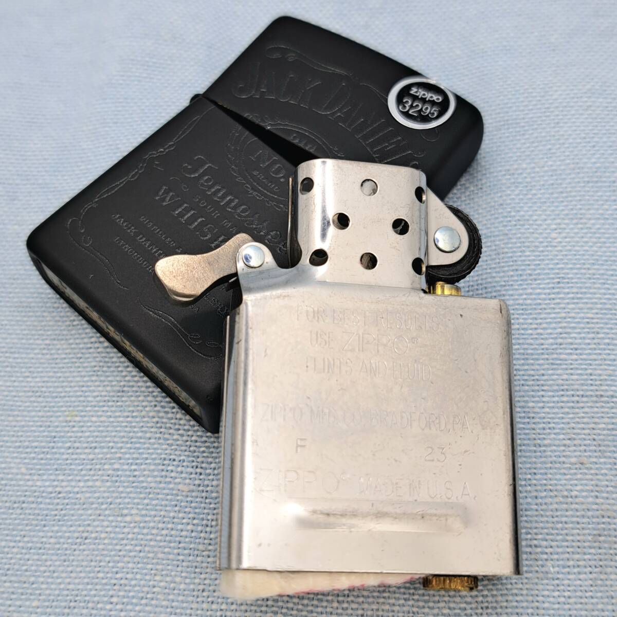 1000円～ zippo 美品未使用 Jack Daniel's ウィスキー ジャックダニエル ブラックマット Black Matte ジッポー オイルライター USA 082_画像8