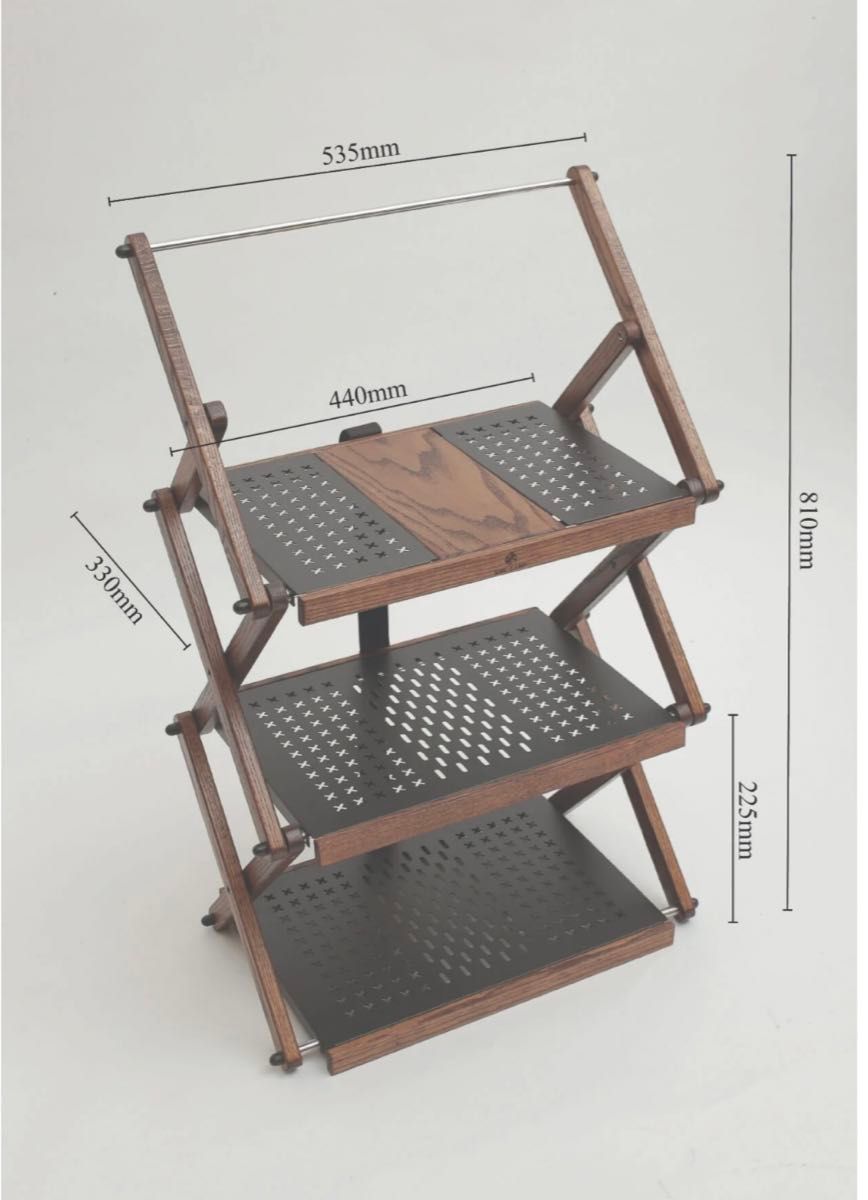 kimicamp アイアン&ウッド 3段ラック（ウォールナット色）