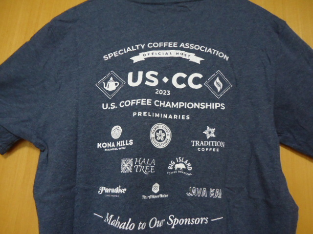 ハワイ　HAWAII COFFEE CHAMPION SHIPS　コーヒーイベント2023’　Ｔシャツ　紺・白斑色　Ｍ_画像3