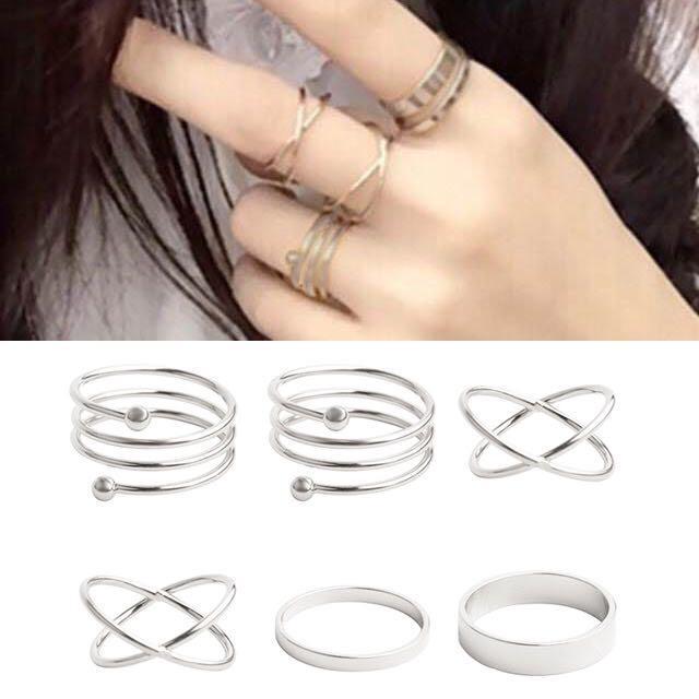  new goods 6 point set ring *fa Ran ji ring * silver 