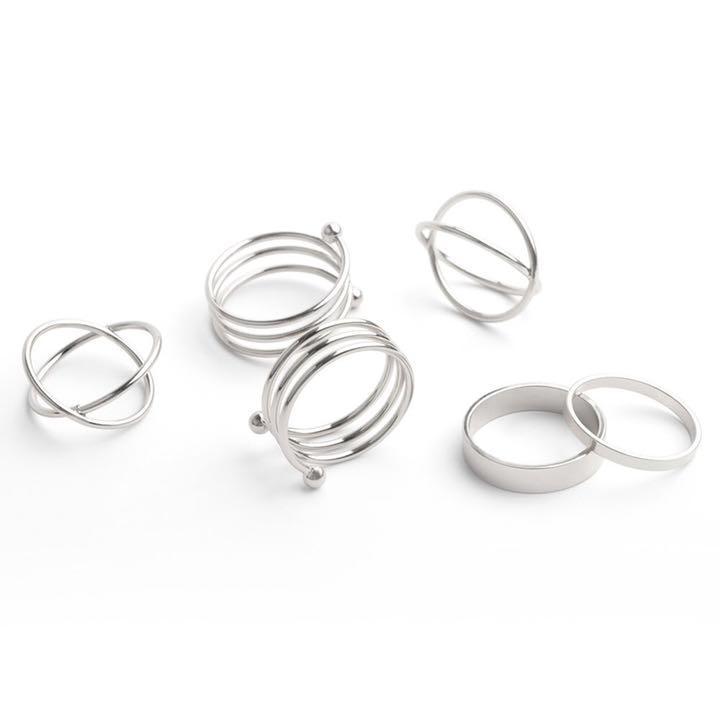  new goods 6 point set ring *fa Ran ji ring * silver 