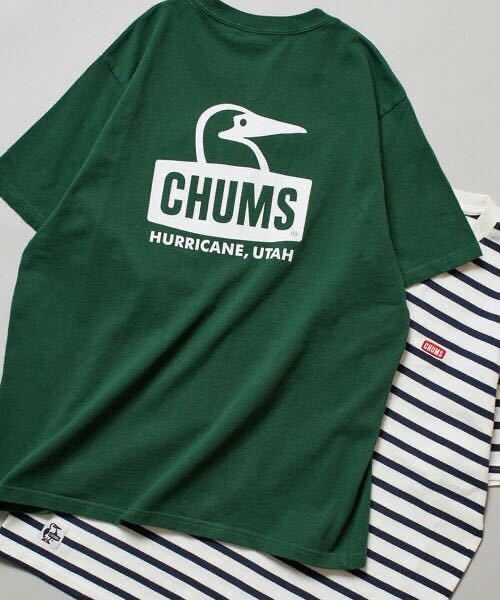 CHUMS×FREAK\'S STORE/ Chums специальный заказ b- Be лицо задний принт вырез лодочкой футболка M зеленый 