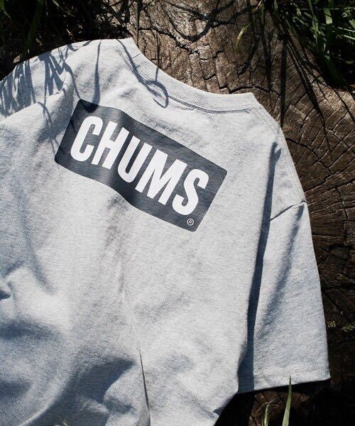 CHUMS×FREAK'S STORE/チャムス 別注 ブービーバード ワンポイントCロゴ バックプリント クルーネッ Tシャツ　灰M_画像1