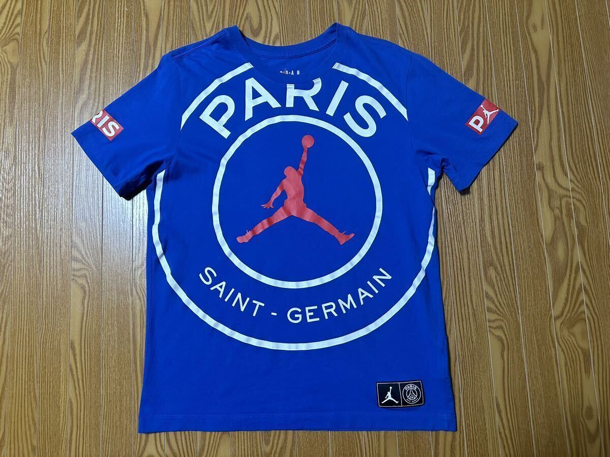 NIKE AIR JORDAN PSG × Jordan Tシャツ BLUE エアジョーダン PSG パリ・サンジェルマン ネイマール メッシ エムバペ JUMP MAN_画像1