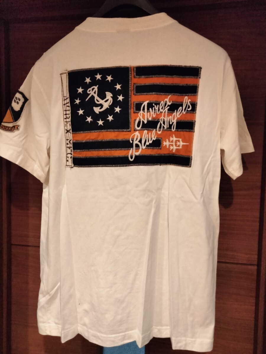 AVIREX アヴィレックス Tシャツ ヘンリーネック 半袖 ワッペンロゴ size.XL_画像2