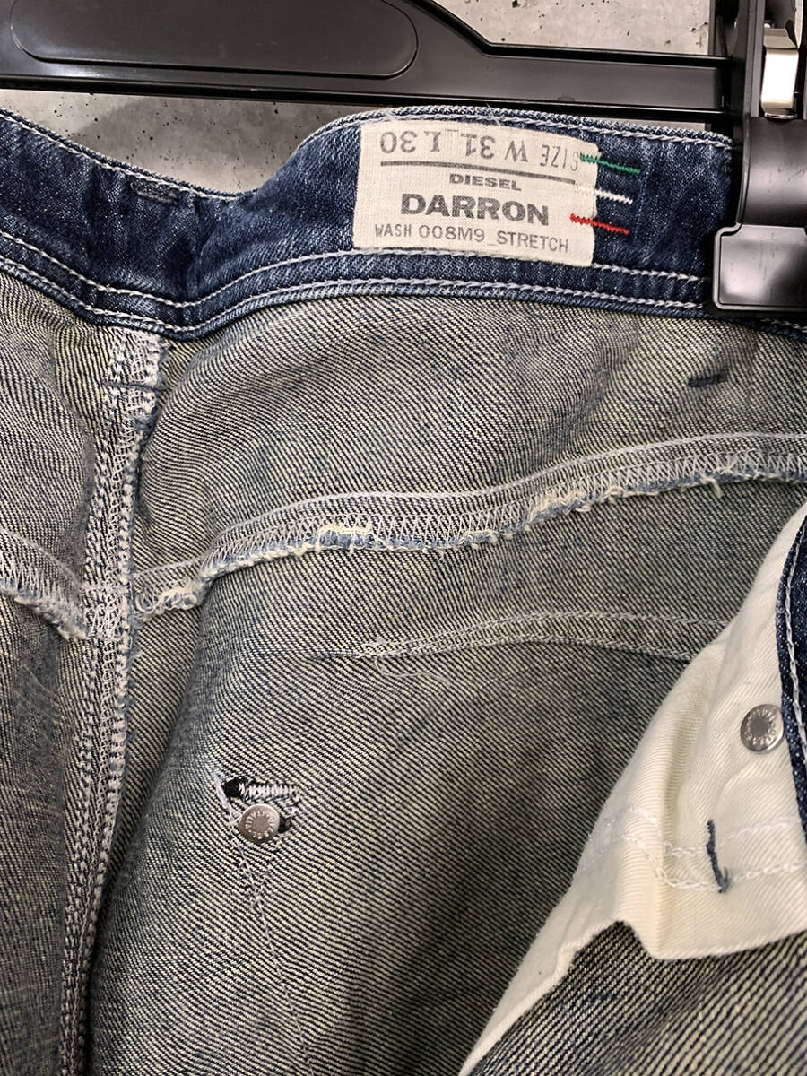 1000円スタート〜ディーゼル◎希少イタリア製◎モデル名：DARRON STRECH WASH008M9 W31 L30 ダロンストレッチ◎_画像7