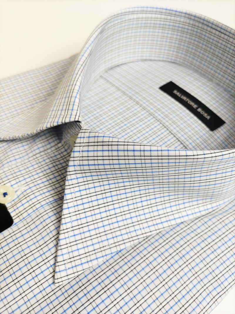 形態安定シャツ 42-82 ブルー チェック 綿100％ レギュラーカラー 長袖 新品 カッターシャツ 5BA004S-2_画像3