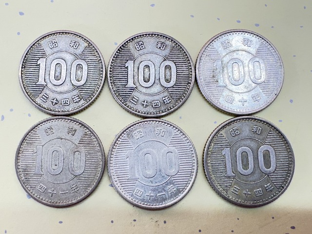 240516●○古銭　日本国　昭和　百円　100円　37枚　額面3700円　稲穂　昭和34年-43年　硬貨　銀貨　現状品○●_画像10