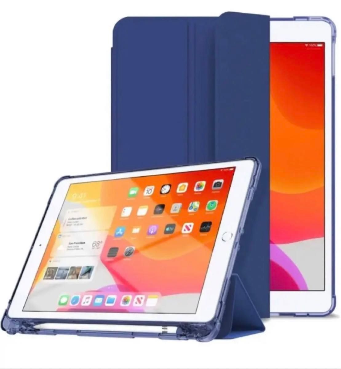 【新品未使用】DUNNO iPad 第9/8/7世代 ケース 10.2インチ ペンシル収納可能 三つ折スタンド ブルー