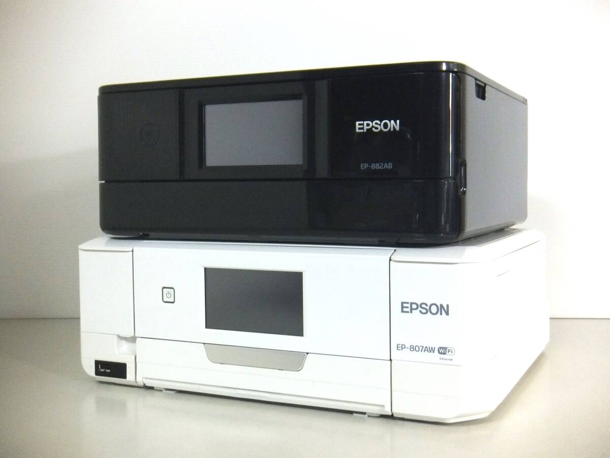 EPSON エプソン★2台セット EP-807AW EP-882AB インクジェット複合機 プリンター 通電確認 ジャンクの画像1