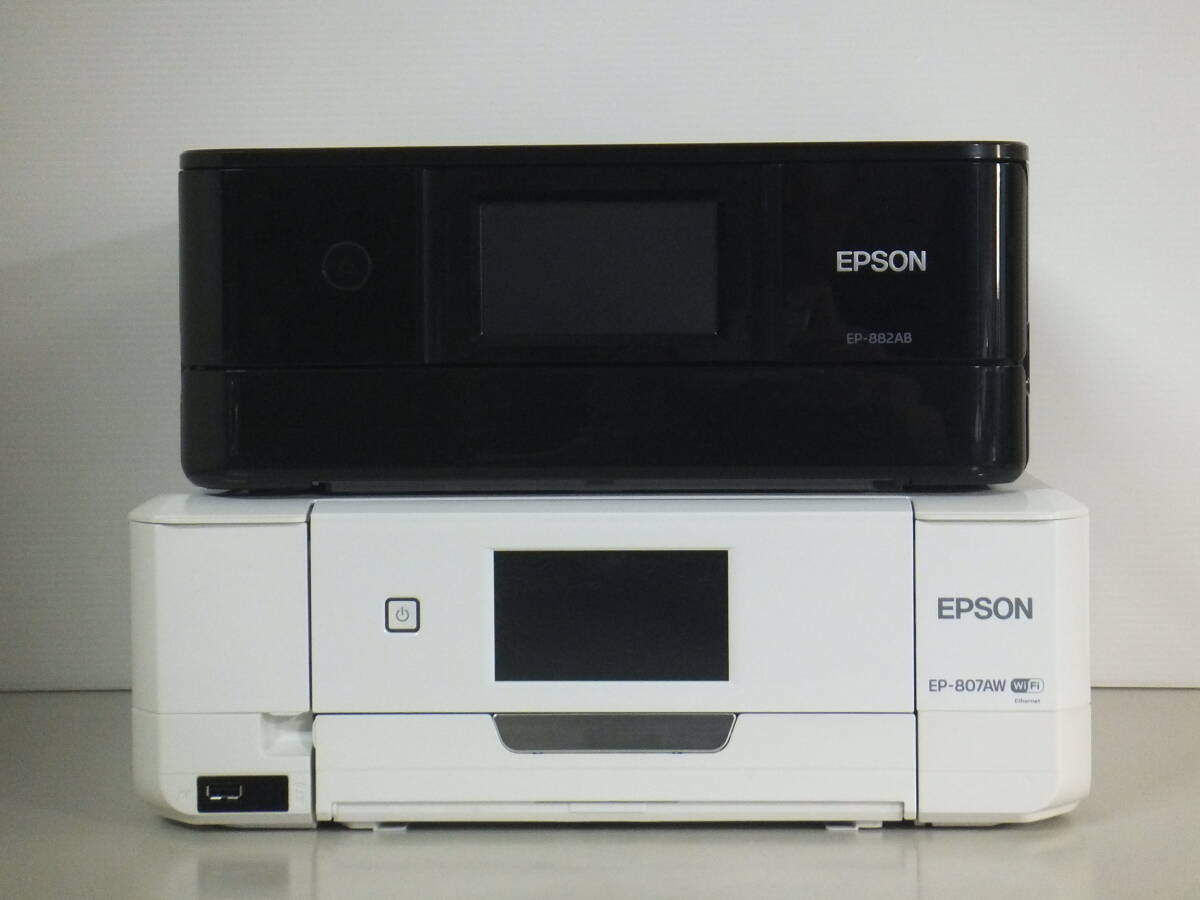 EPSON エプソン★2台セット EP-807AW EP-882AB インクジェット複合機 プリンター 通電確認 ジャンクの画像2