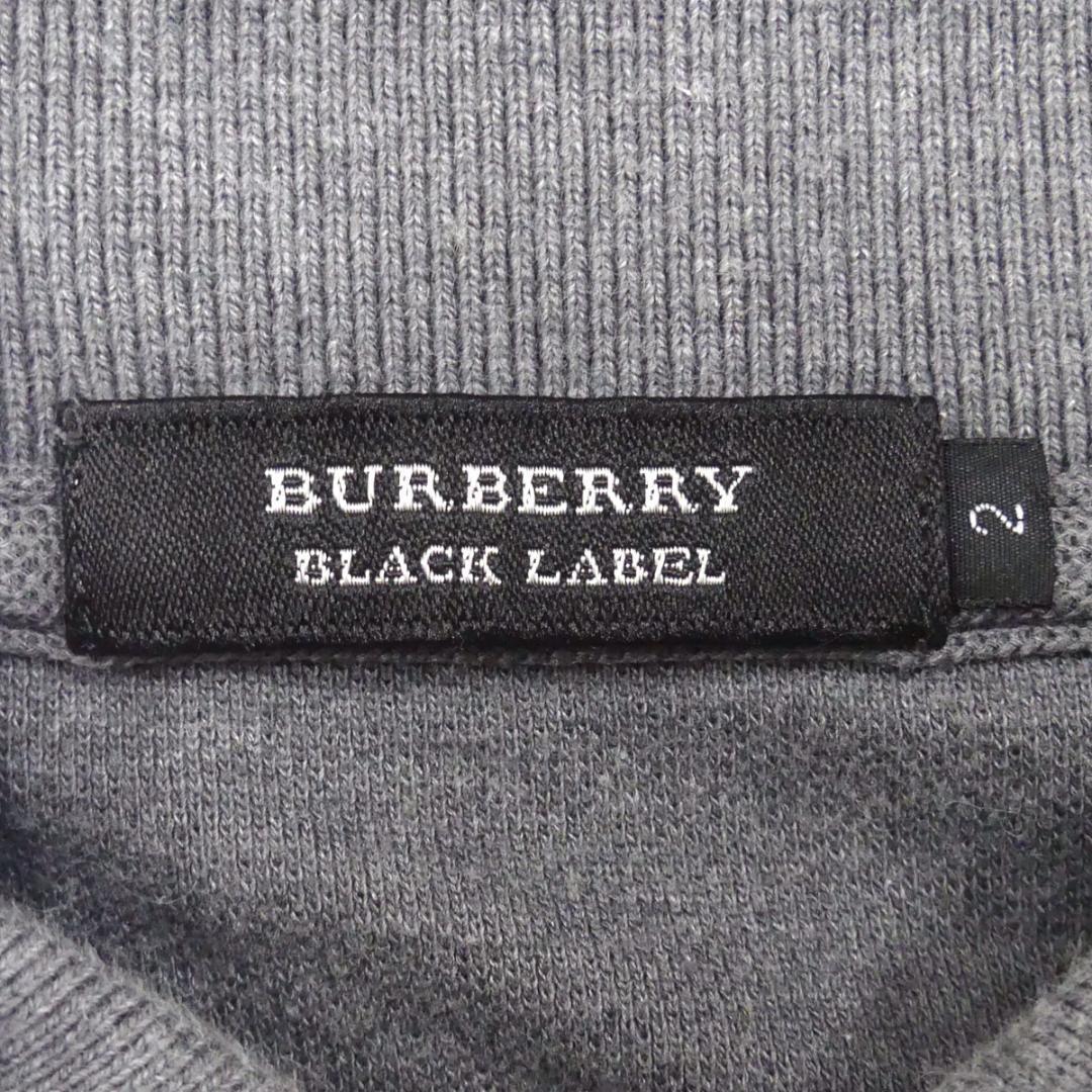 即決★日本製 BURBERRY BLACK LABEL★メンズM 廃版 ポロシャツ バーバリーブラックレーベル 2 グレー 三陽商会正規 ナイト刺繍