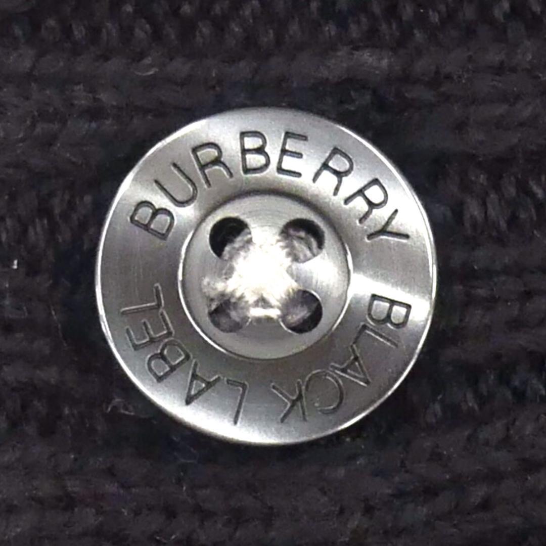 即決★BURBERRY BLACK LABEL★メンズL 廃版 ニット セーター バーバリーブラックレーベル 3 黒 三陽商会規 ナイト刺繍 ヘンリーネック