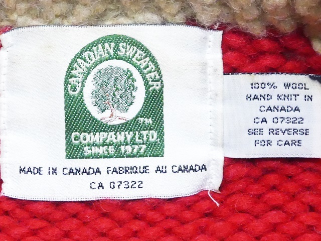 即決☆カナダ製 CANADIAN SWEATER☆メンズL位 カウチンセーター