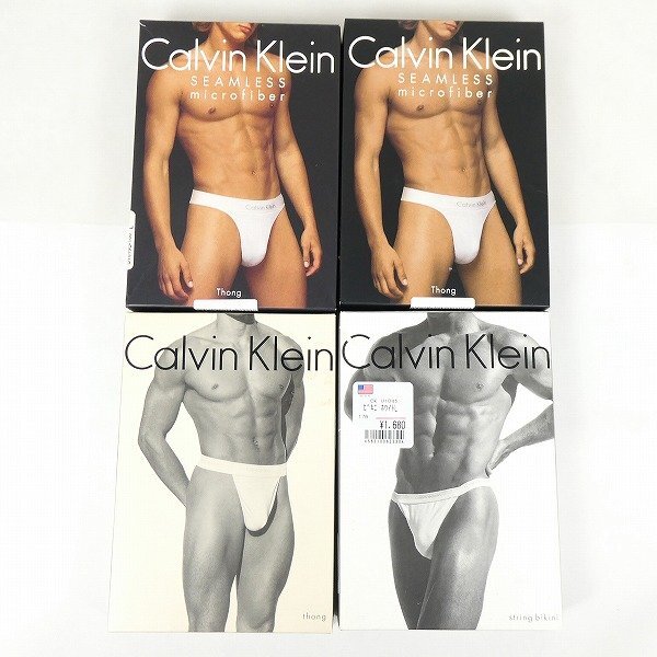 正規品 男性用下着 4点セット カルバン・クライン Calvin Klein ストリングビキニ Thong アンダーウェア Lサイズ 長期保管品■DX085s■_画像1