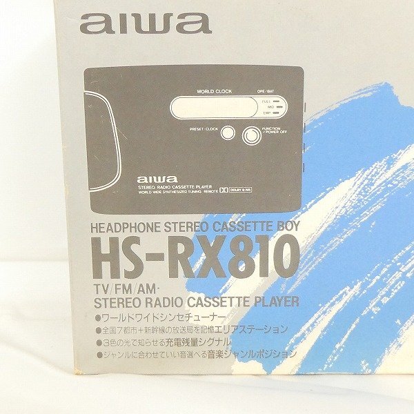  Aiwa aiwa cassette player HS-RX810 black adaptor battery holder earphone outer box etc. attached Junk #DZ468s#