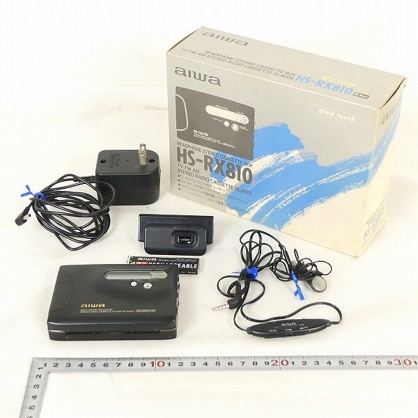  Aiwa aiwa cassette player HS-RX810 black adaptor battery holder earphone outer box etc. attached Junk #DZ468s#