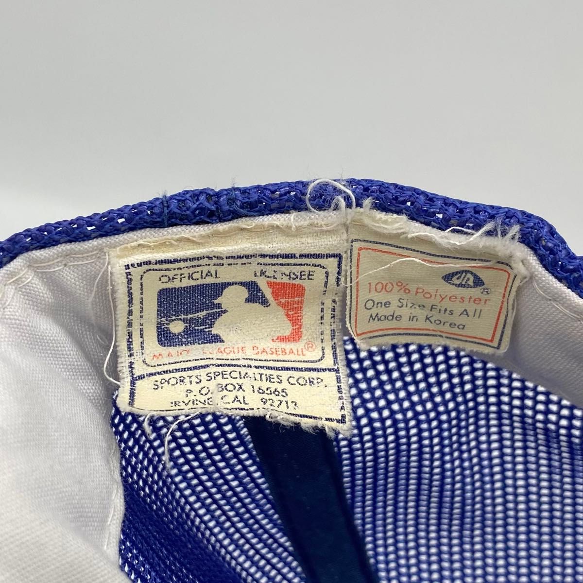 80s~　ヴィンテージ　MLB　シカゴカブス　刺繍ワッペンロゴ　ベースボールキャップ　スナップバック　6パネル　ブルー　メッシュ